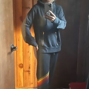 Aviator Nation sweatsuit charcoal size small